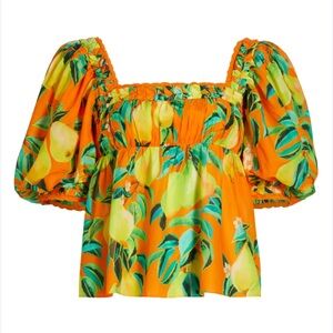 FARM RIO NWOT XS PUFF SLEEVE PEAR TOP